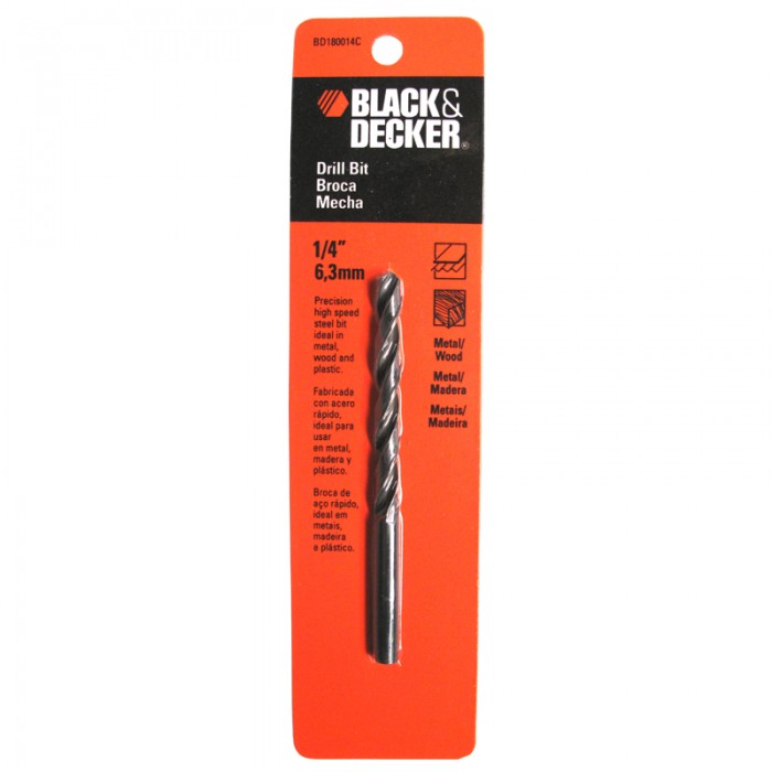 Mecha de acero HSS 1/4" 6.5mm. Black + Decker