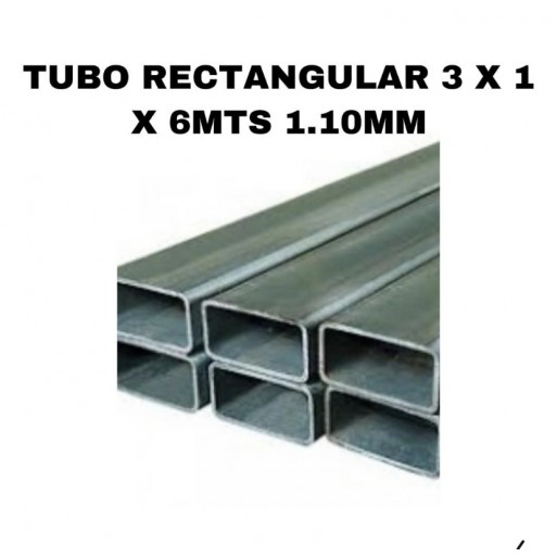 Tubo rectangular 3 x 1 x 6mts 1.10mm