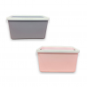 👉 Caja plástica organizadora gris/rosado