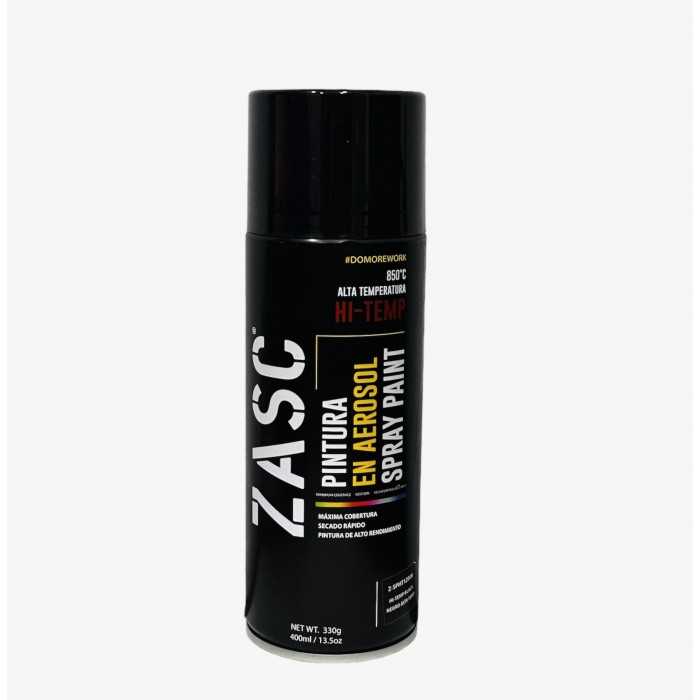 Pintura en spray negro alta temperatura 400ml. Zasc