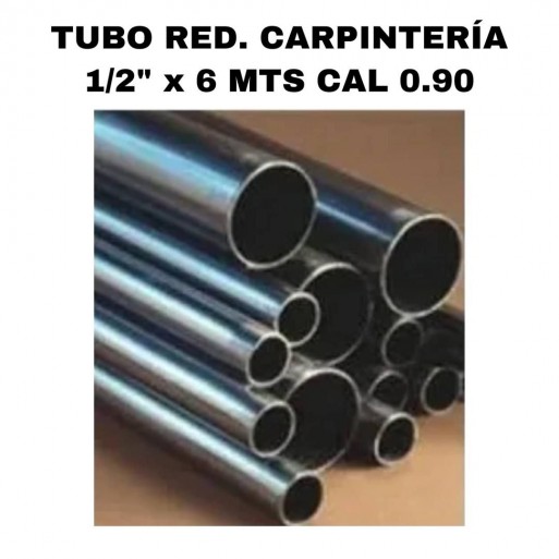 Tubo red. carpinteria 1/2 x 6mts 0.90mm hierro nacional