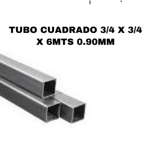 Tubo cuadrado 3/4 x 3/4 x 6mts 1.00mm