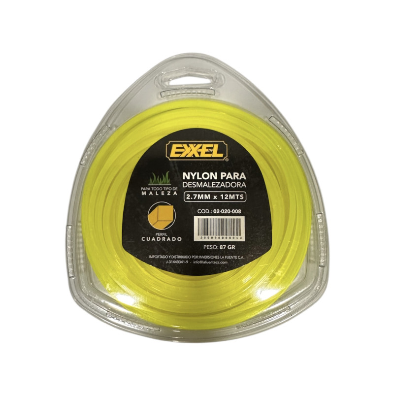 👉Nylon para desmalezadora 2.7mm x 12mts. Exxel