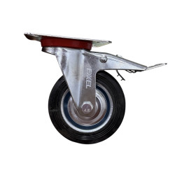 👉 Rueda giratoria 4" goma negra con freno.Exxel