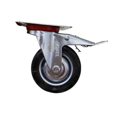 👉 Rueda giratoria 4" goma negra con freno.Exxel