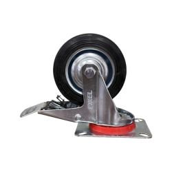 👉 Rueda giratoria 4" goma negra con freno.Exxel