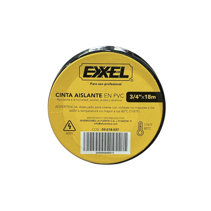 👉 Teipe 3/4 para electricidad 18mts. Exxel
